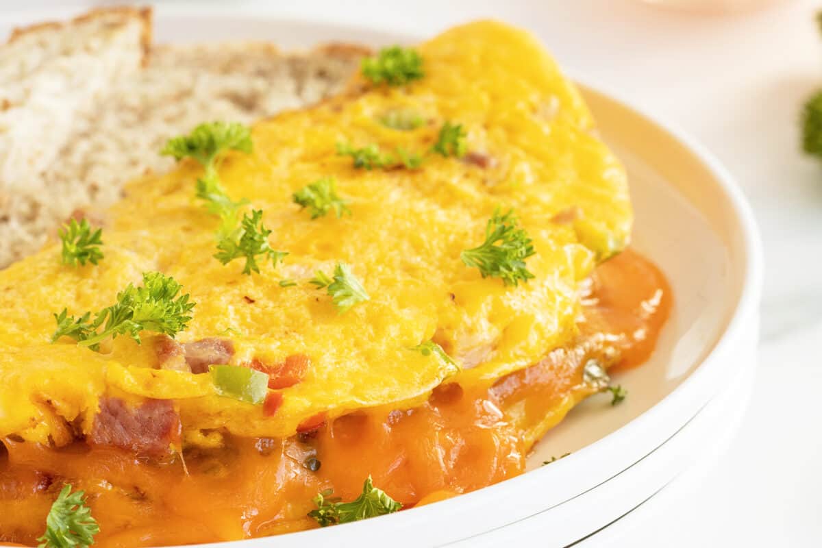 Denver omelet on a white plate