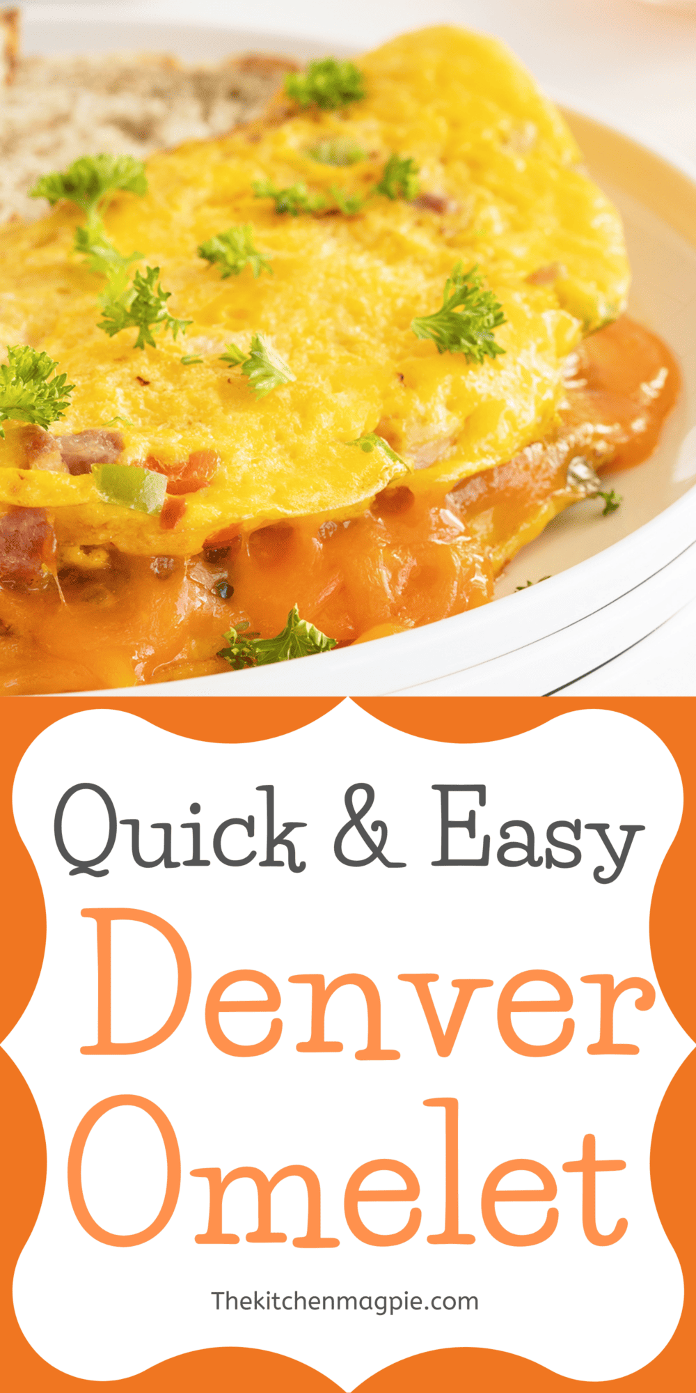 A great Denver omelet is a great combination of  eggs, peppers, onions, ham, and cheese making a filling breakfast!
