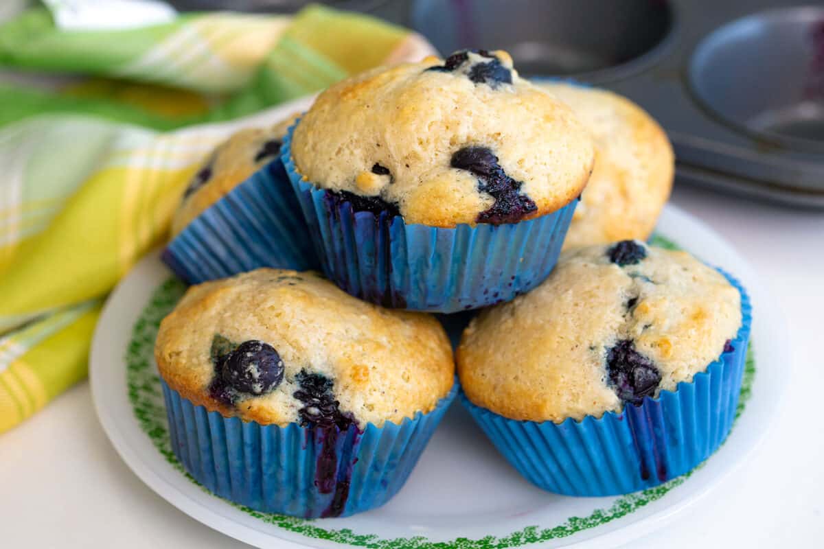 blueberry buttermilk muffins on a plate 