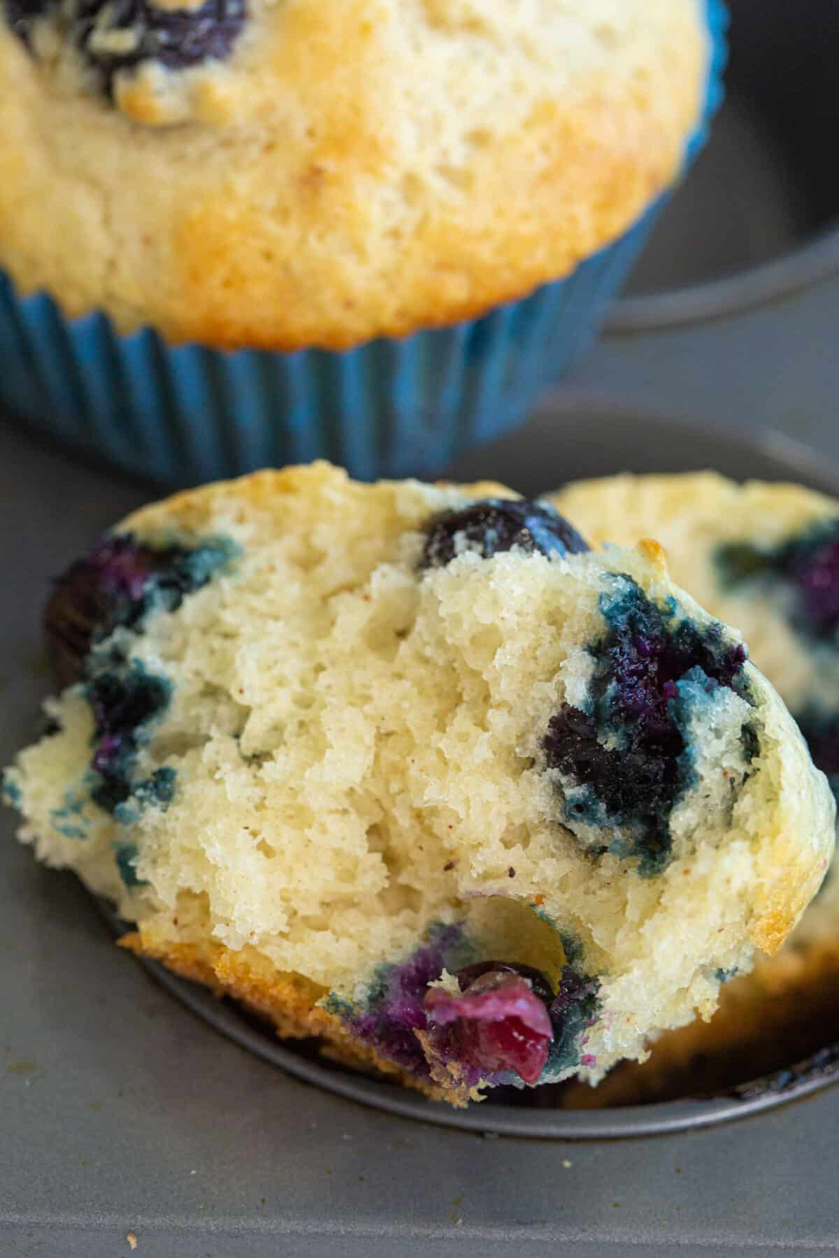inside of a blueberry buttermilk muffin