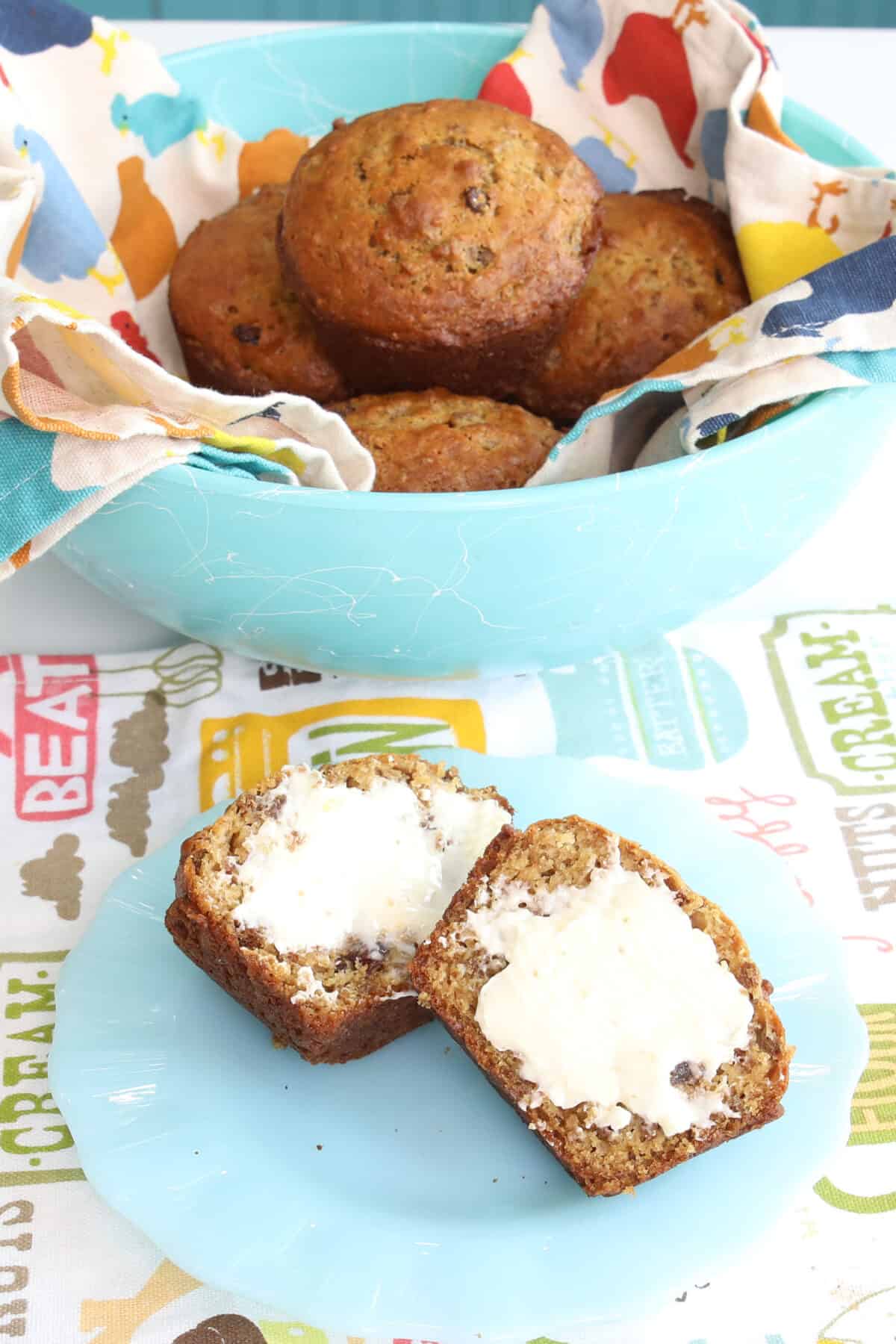 bran muffins in a basket