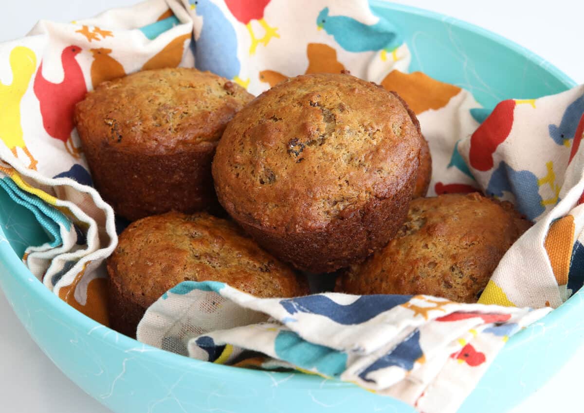 bran muffins in a basket