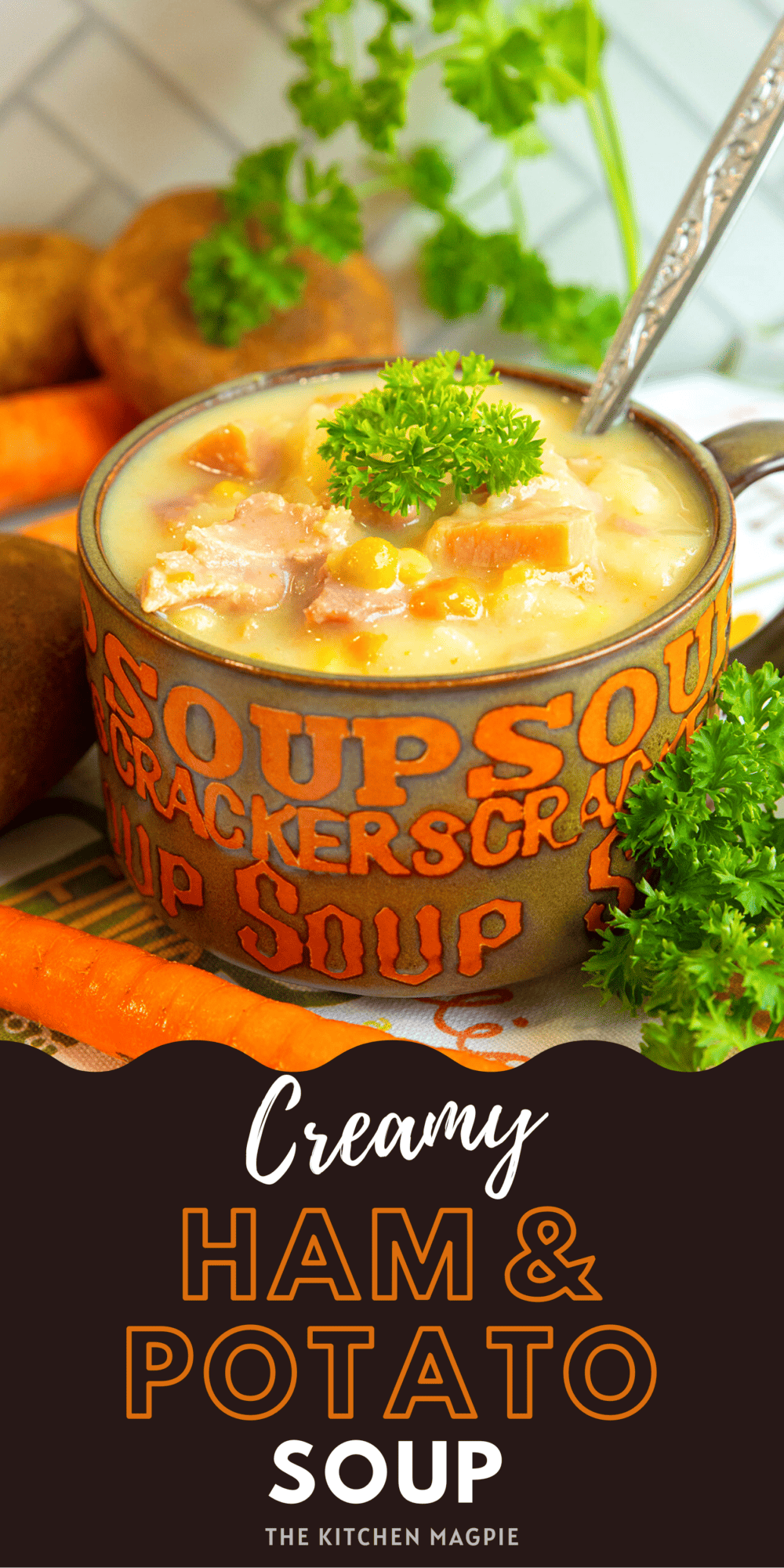 This ham and potato soup has a rich, creamy broth that is loaded with vegetables and diced ham. The perfect filling soup for a cold day!