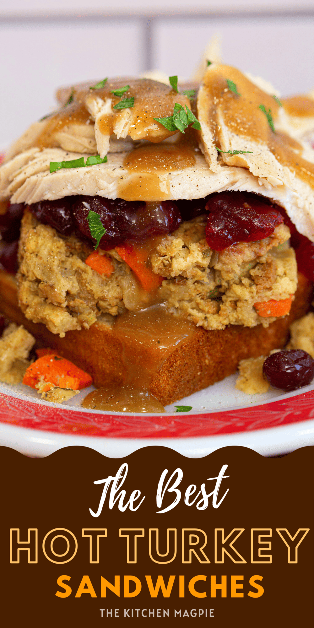 Use your leftover turkey to makes these easy and delicious open faced hot turkey sandwiches! Save all your leftovers ( even the cranberry sauce!) and use them up the day after your big dinner.