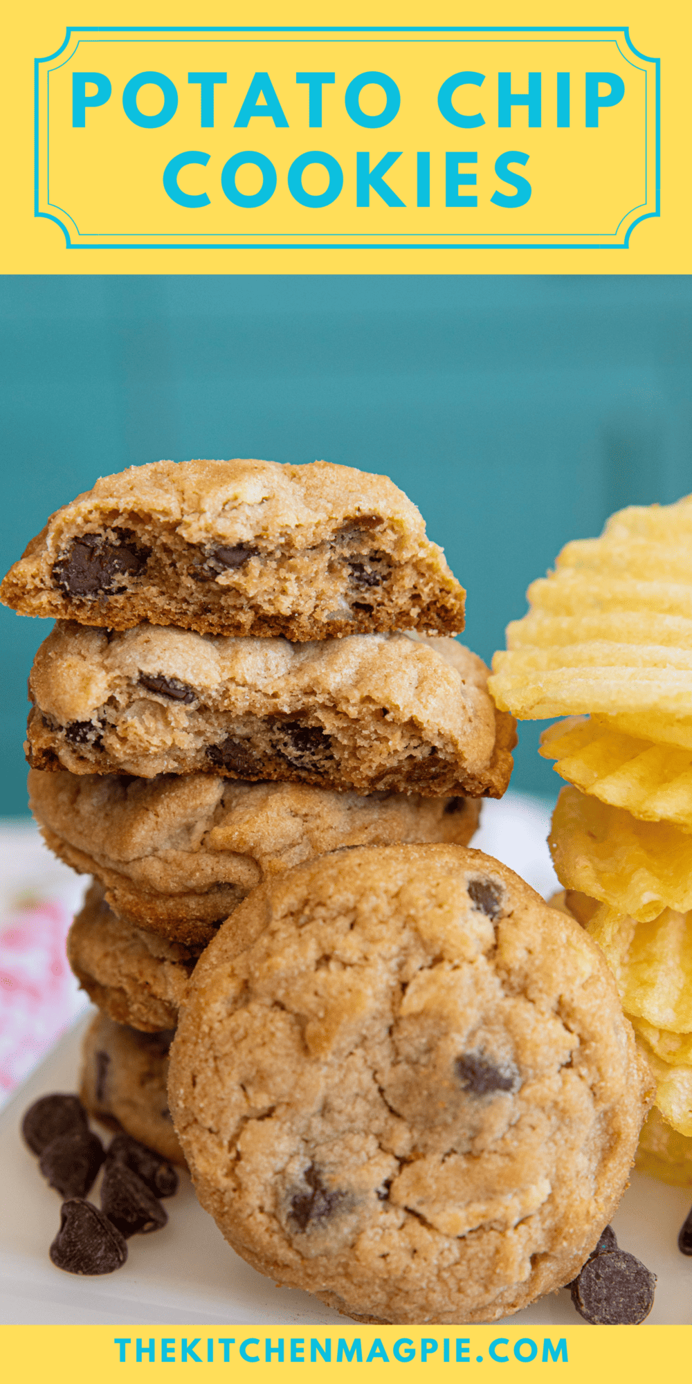 Ruffled potato chips, peanut butter and chocolate chips make these the ultimate potato chip cookies recipe! Sweet and salty!