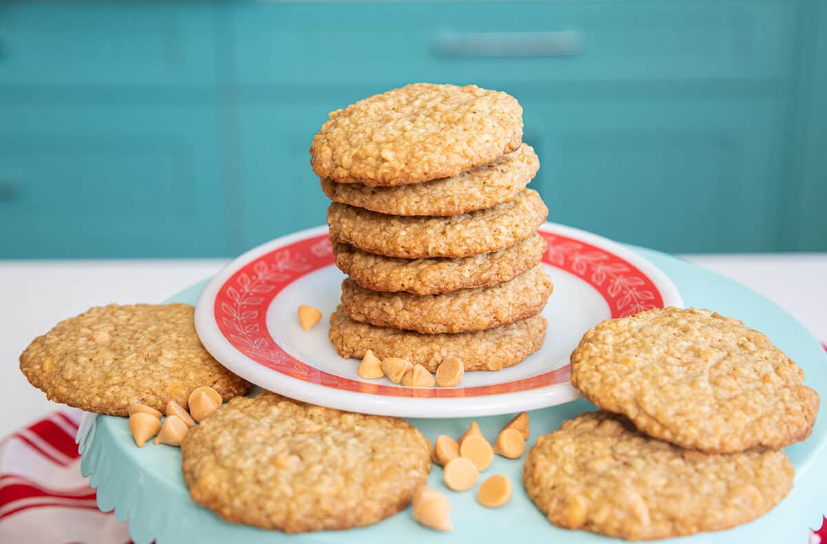 butterscotch oatmeal cookies on a plate