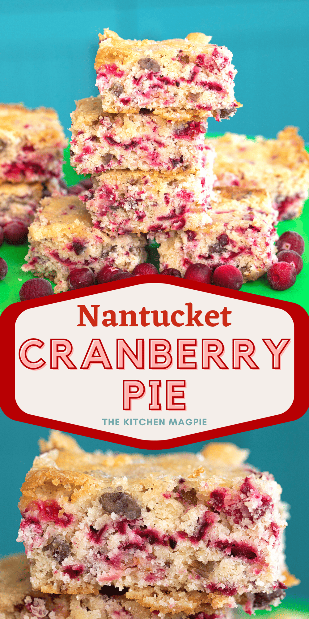 This Nantucket cranberry pie is more of a cake than a pie, a delicious contrast between lightly tart cranberries and sweet cake with pecans.