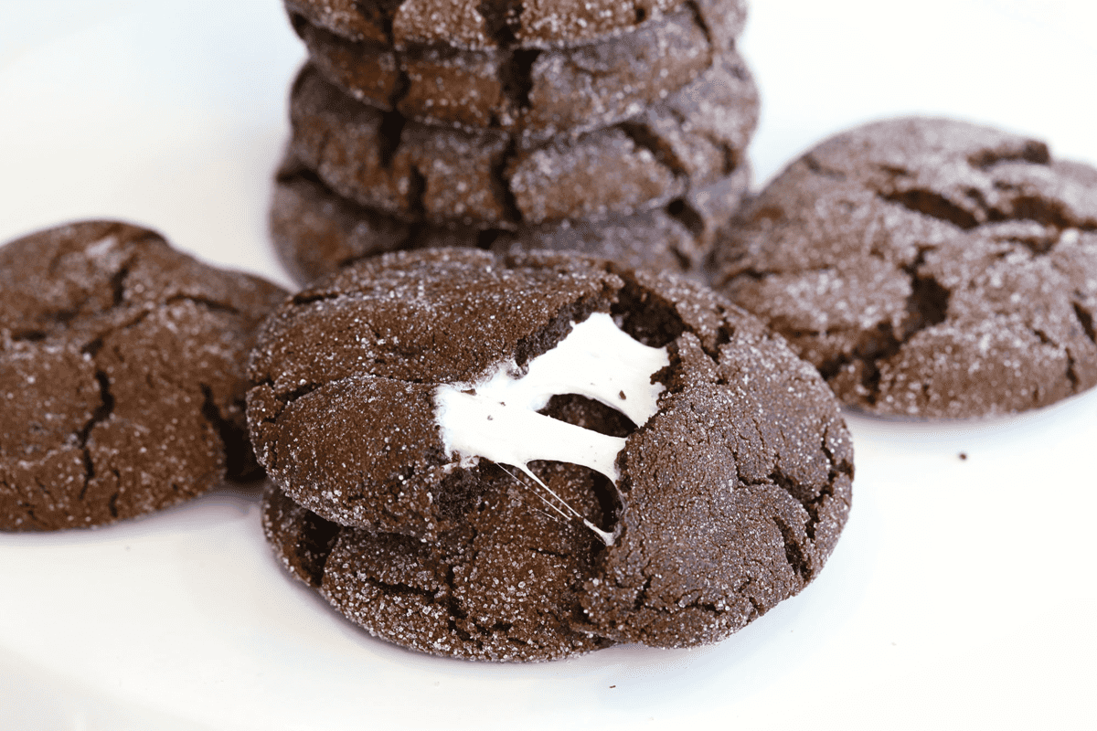 Gooey cookies with melted marshmallows and chocolate chips.