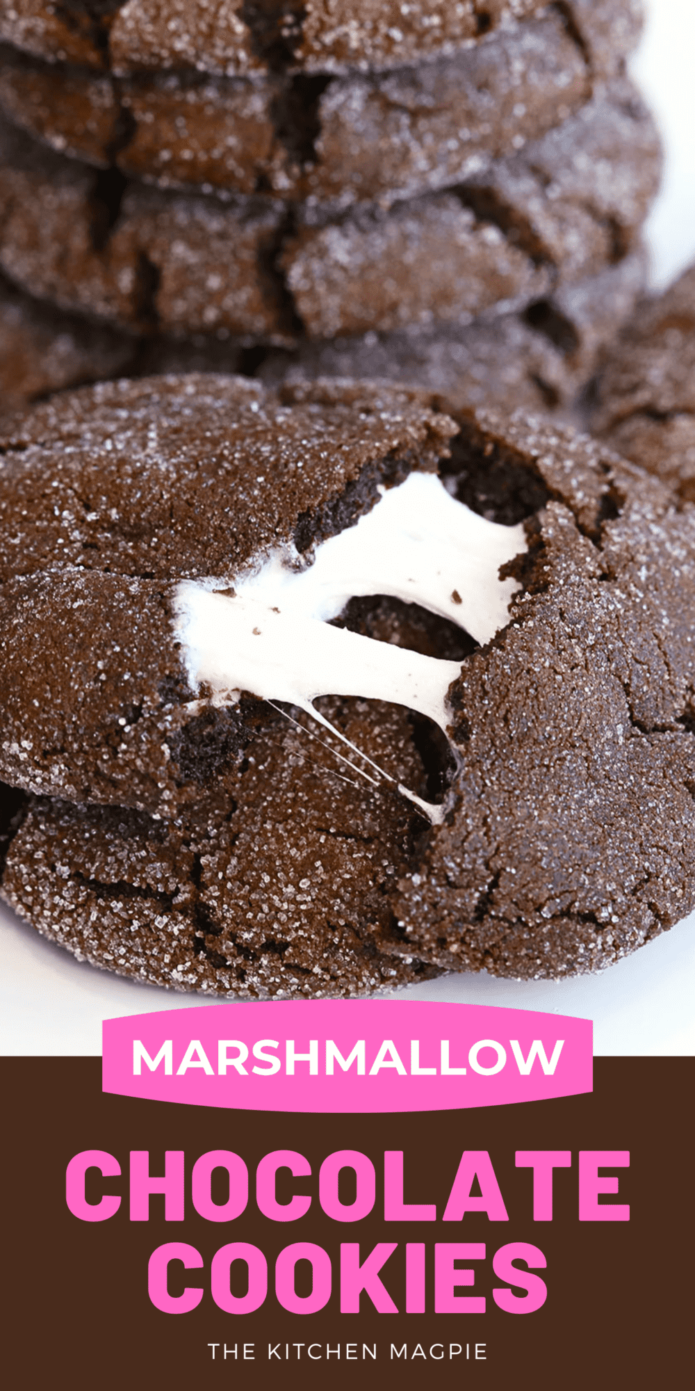 These marshmallow cookies are a soft chocolate filled cookie with a gooey, melty marshmallow middle. 