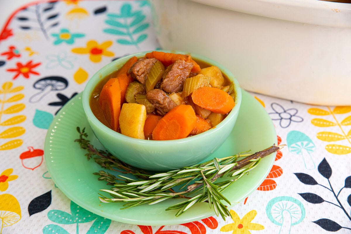 Irish lamb stew in a Jadeite bowl