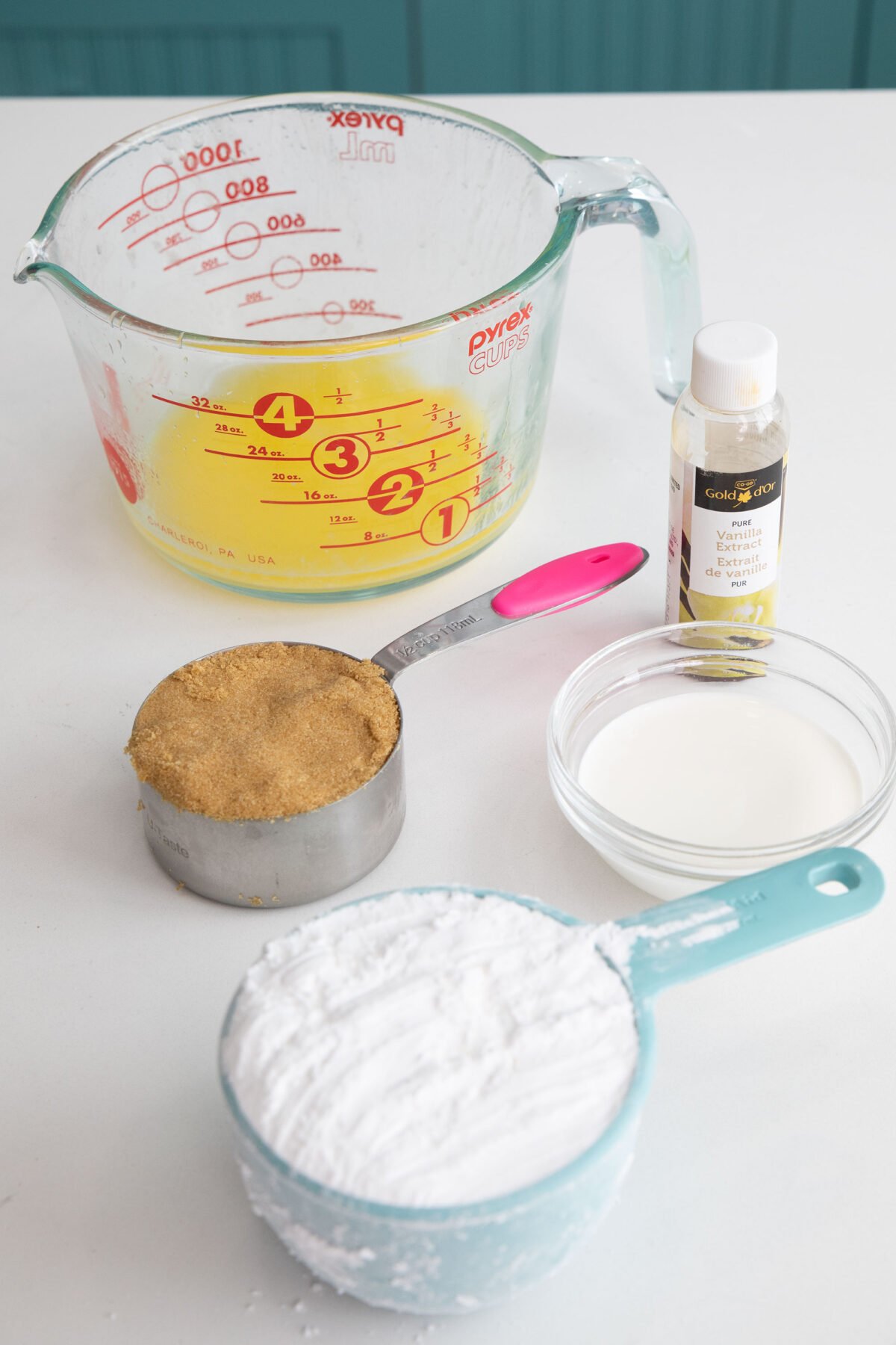 ingredients for brown sugar icing glaze