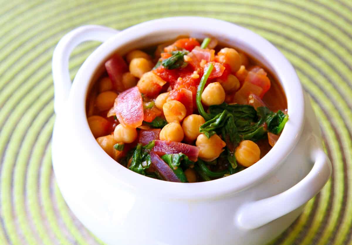 a bowl of chickpea stew