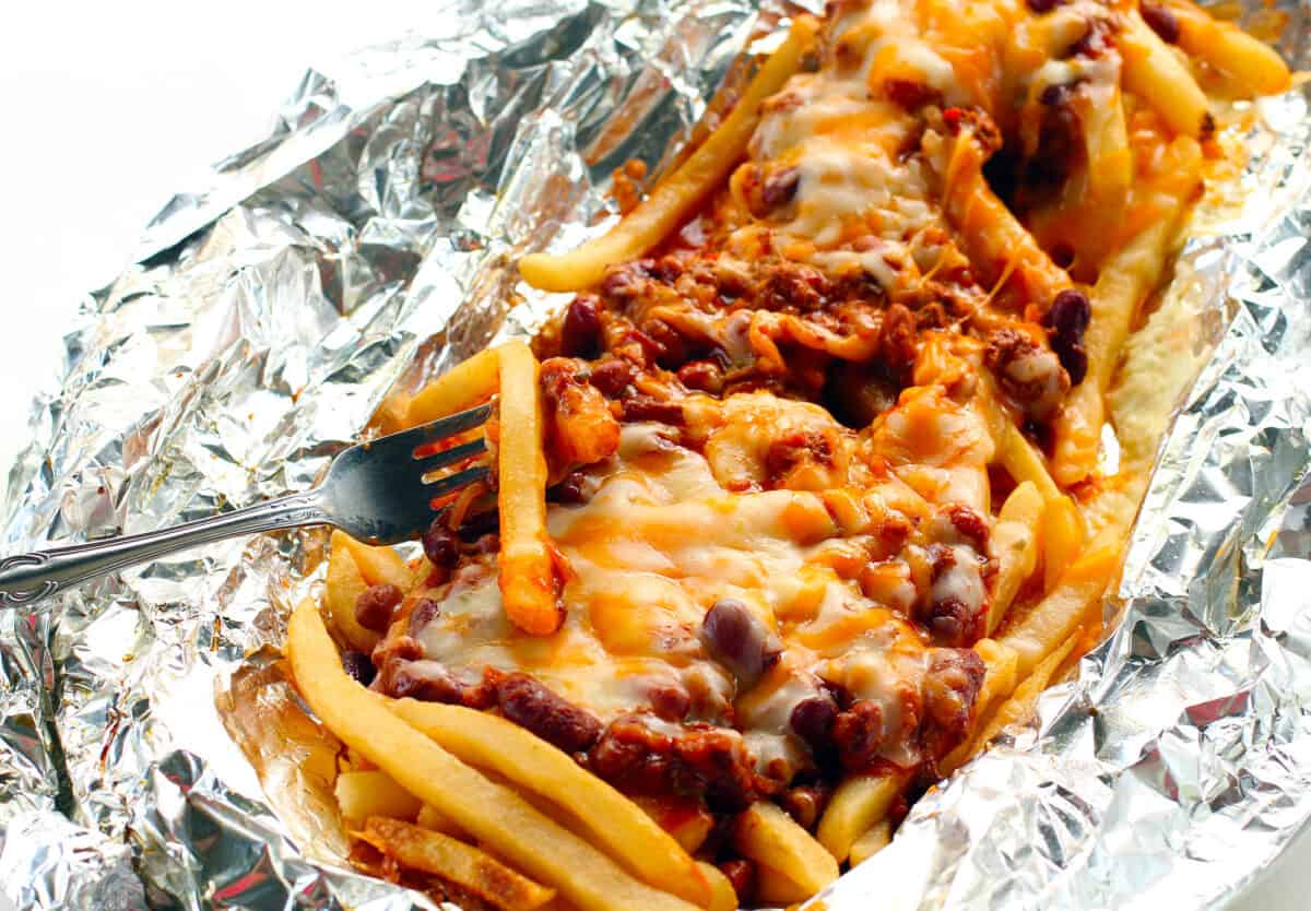 chili cheese fires in aluminum foil