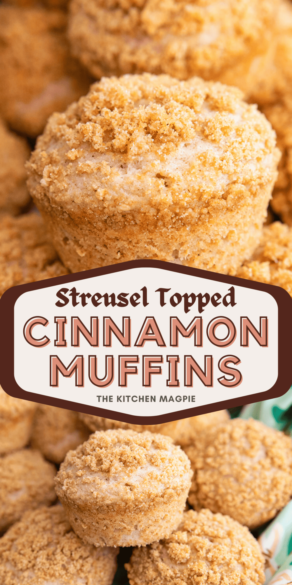 Decadent cinnamon muffins topped with a buttery, crispy streusel. And easy breakfast or snack.