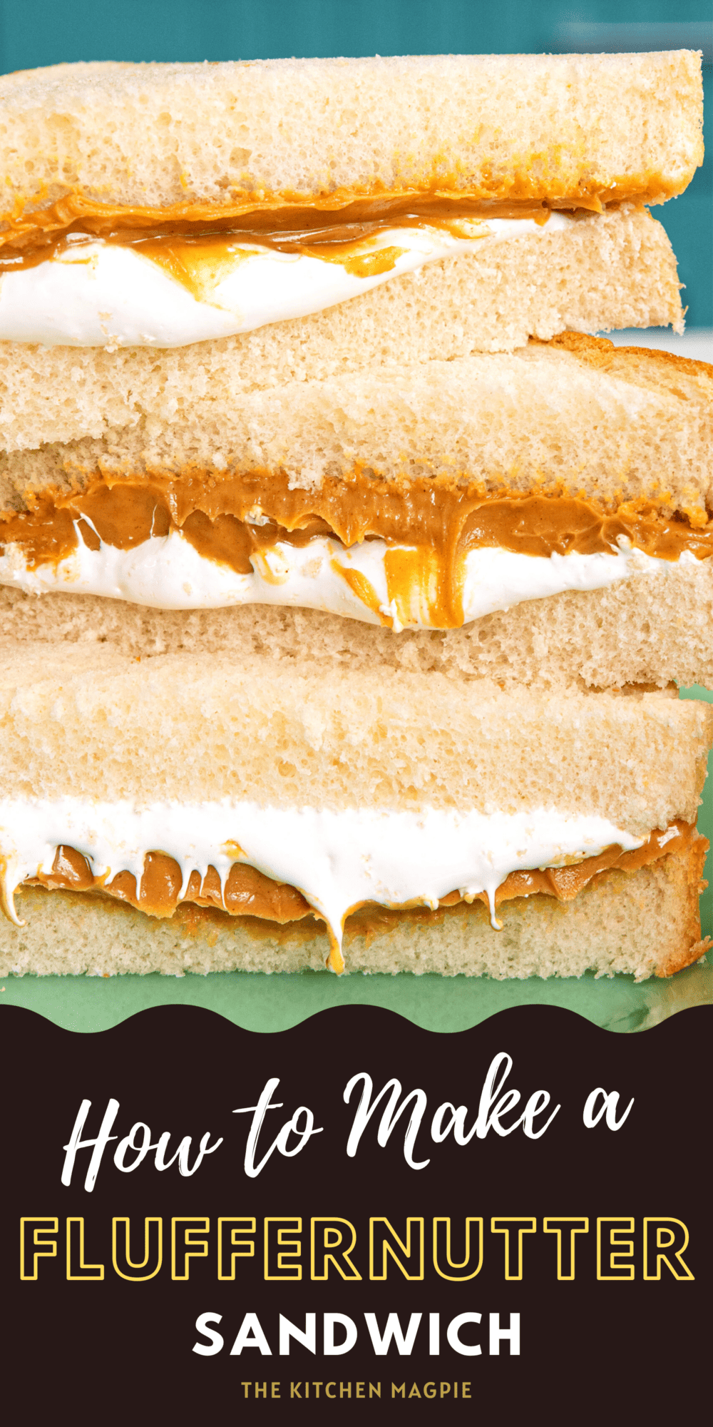 Nutty, salty peanut butter is paired with marshmallow cream between thick slices of white bread for the sweetest dessert sandwich ever!
