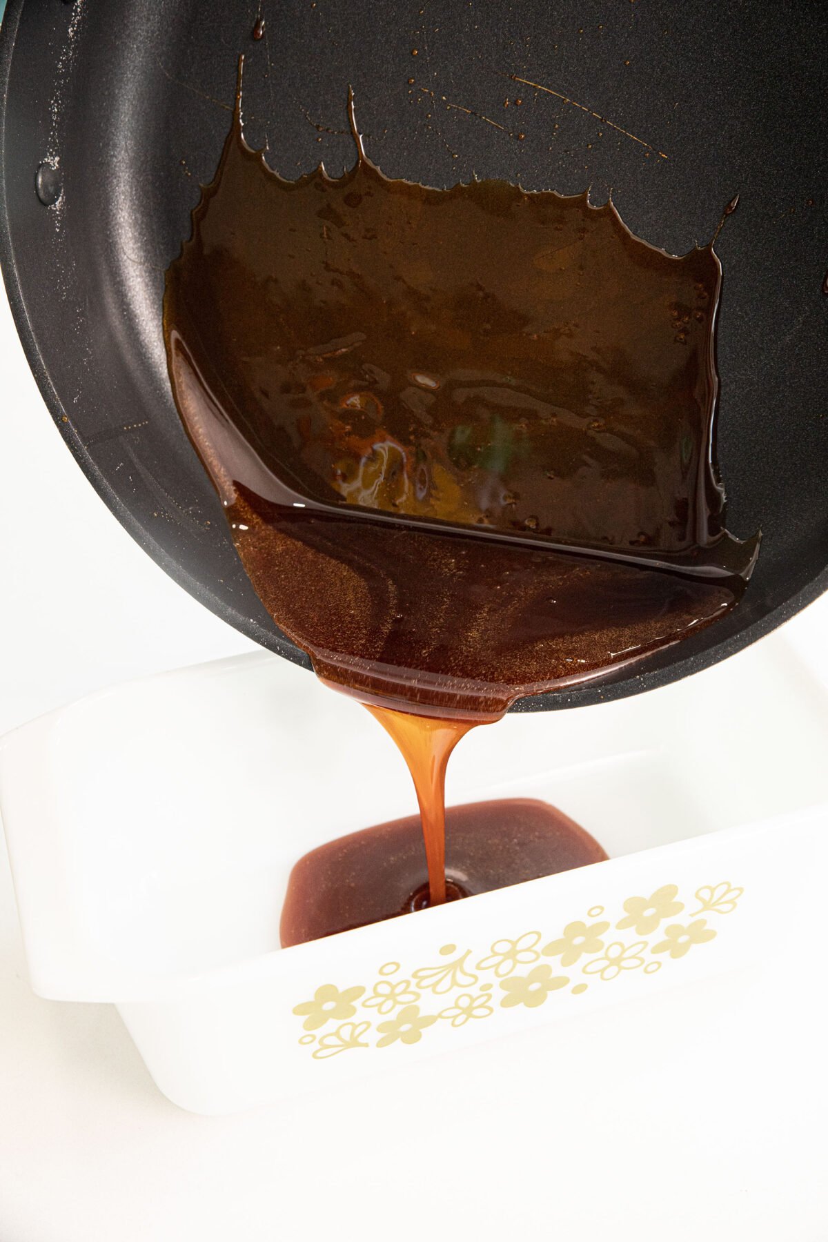 heating white sugar into a syrup