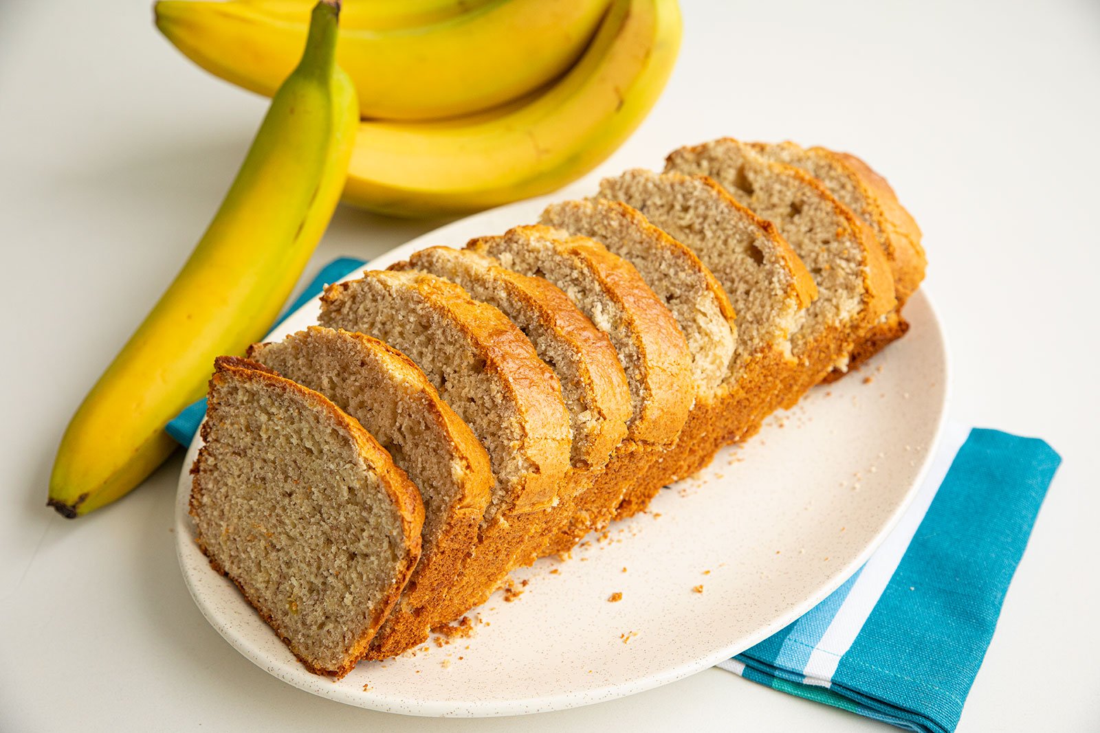 Moist banana bread sweetened with brown sugar.