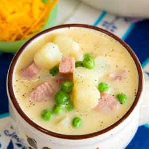 ham and potato soup close-up