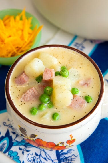 ham and potato soup close-up