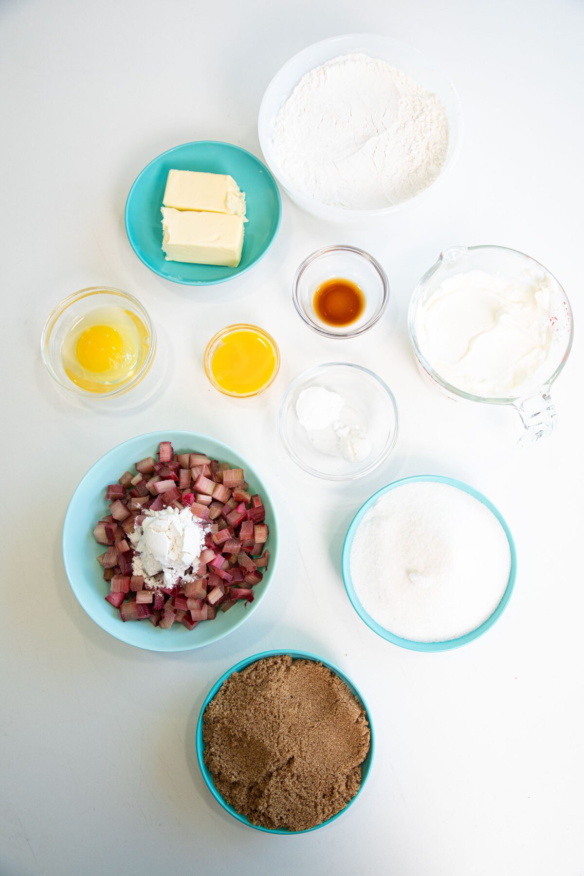 ingredients in bowls on a white countertop