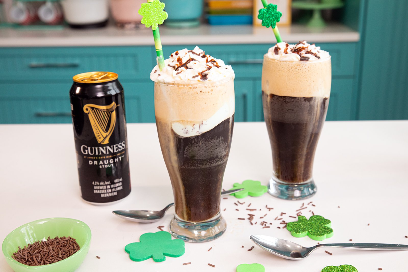 A creamy, minty float combining Guinness and chocolate liqueur.