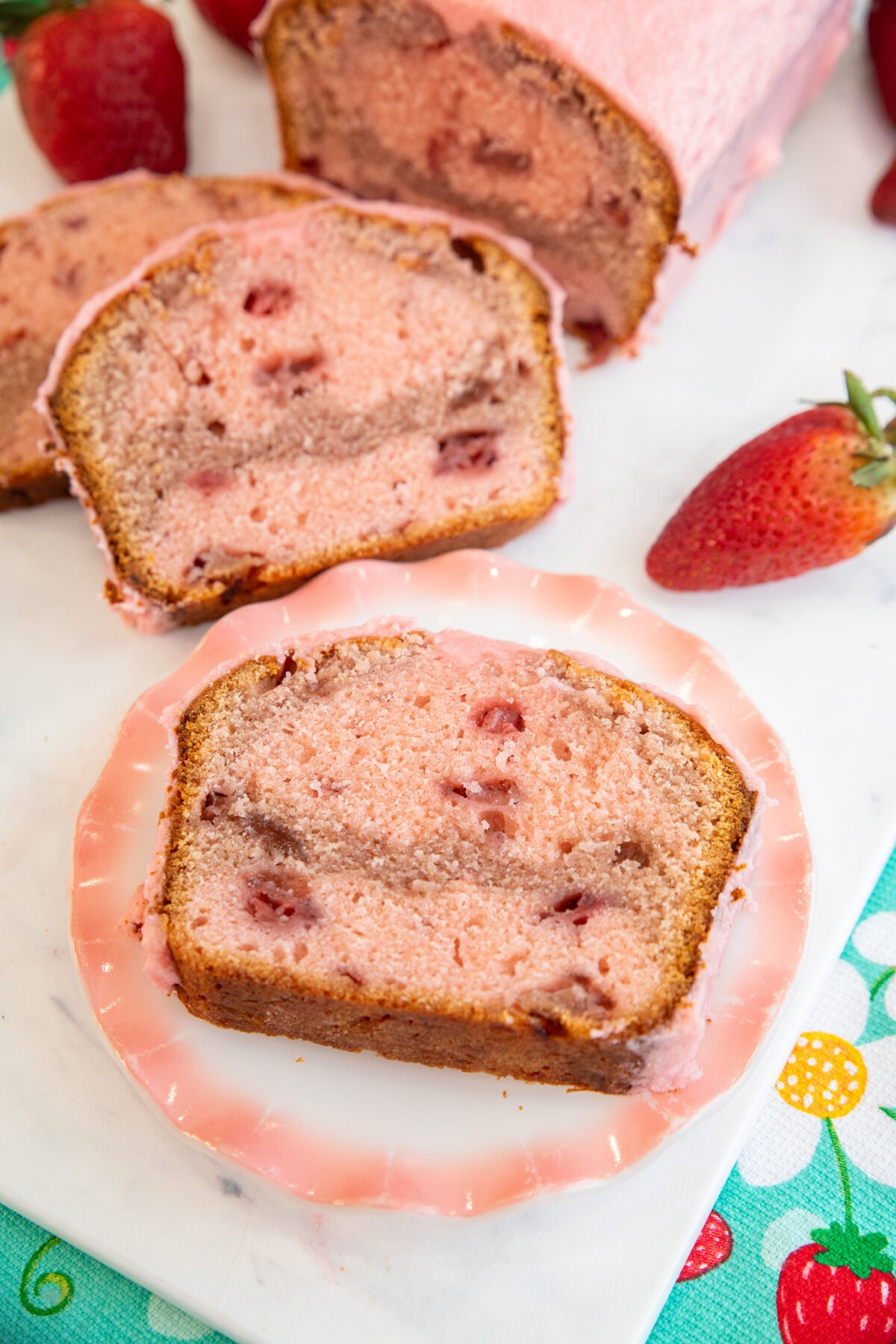 slices of strawberry pound cake