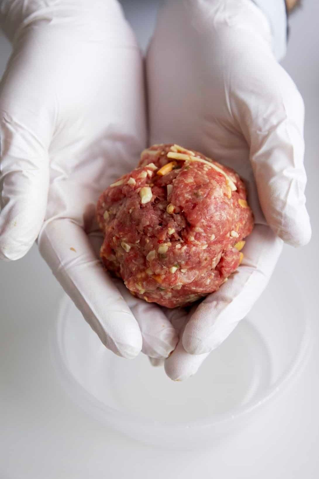 air fryer hamburgers - rolled into balls